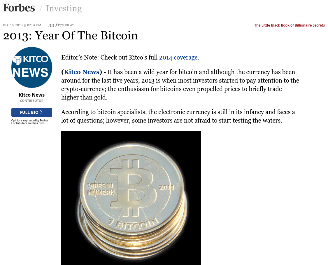 2013: Year Of The Bitcoin